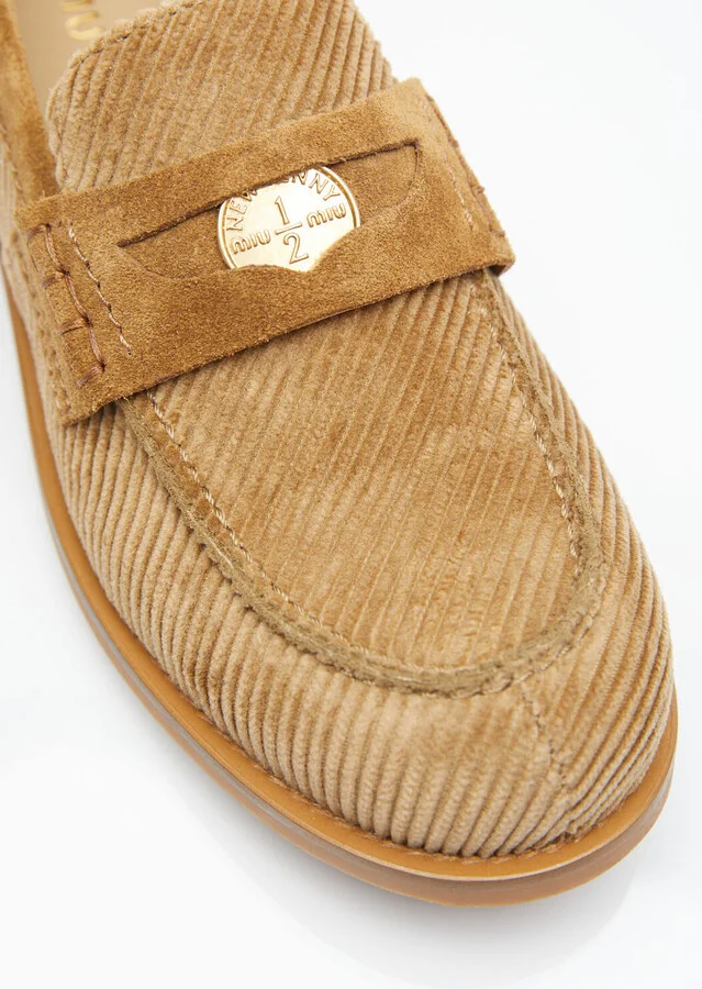 Miu Miu Corduroy Loafers - Woman Loafers Brown Eu - 35 - Image 2