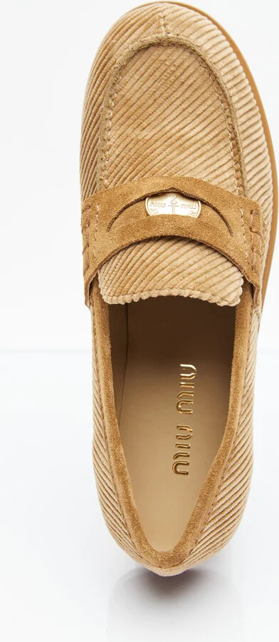 Miu Miu Corduroy Loafers - Woman Loafers Brown Eu - 35 - Image 7
