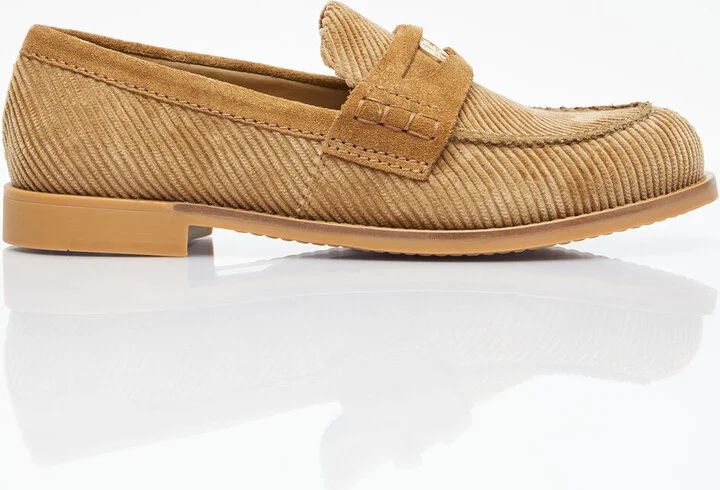 Miu Miu Corduroy Loafers - Woman Loafers Brown Eu - 35