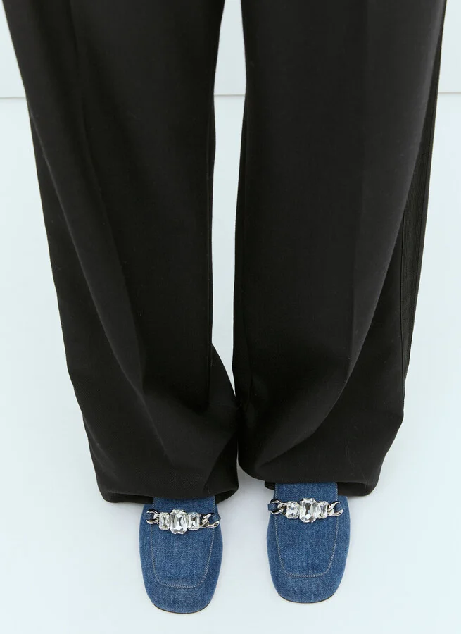 Miu Miu Crystal Embellished Denim Pumps - Woman Heels Blue Eu - 37 - Image 4