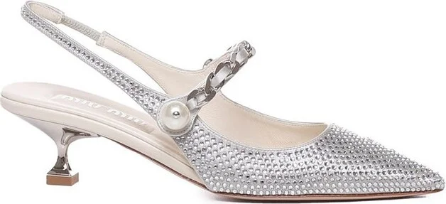 Miu Miu Embellished Pointed Toe Pumps