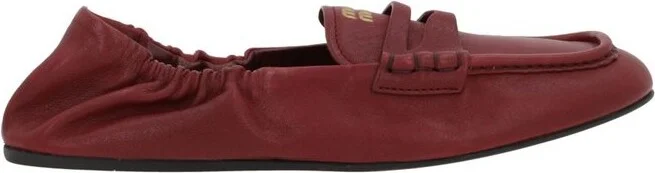 Miu Miu Embossed-Logo Square Toe Loafers