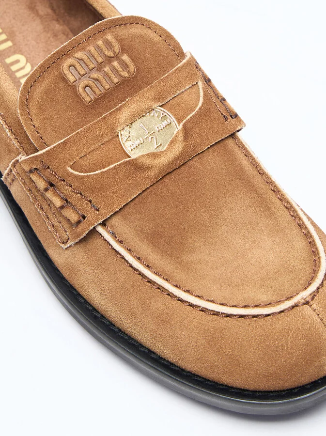 Miu Miu Faded Suede Loafers - Woman Loafers Brown Eu - 36 - Image 2