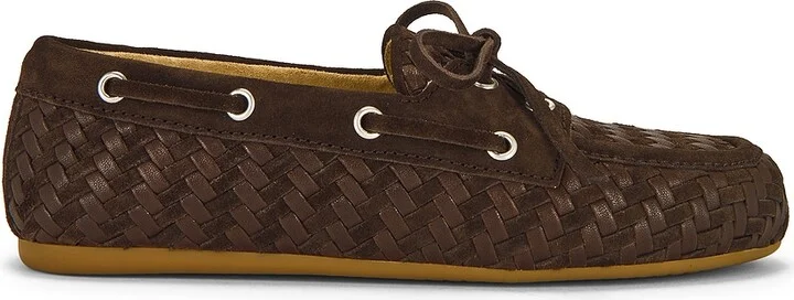 Miu Miu Leather Moccasin in Brown