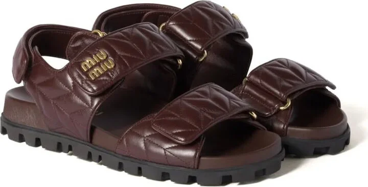 Miu Miu Leather Nappa Matelassé Sandals - Image 2