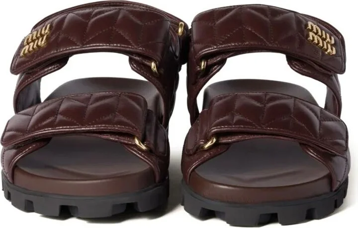 Miu Miu Leather Nappa Matelassé Sandals - Image 4