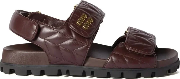 Miu Miu Leather Nappa Matelassé Sandals