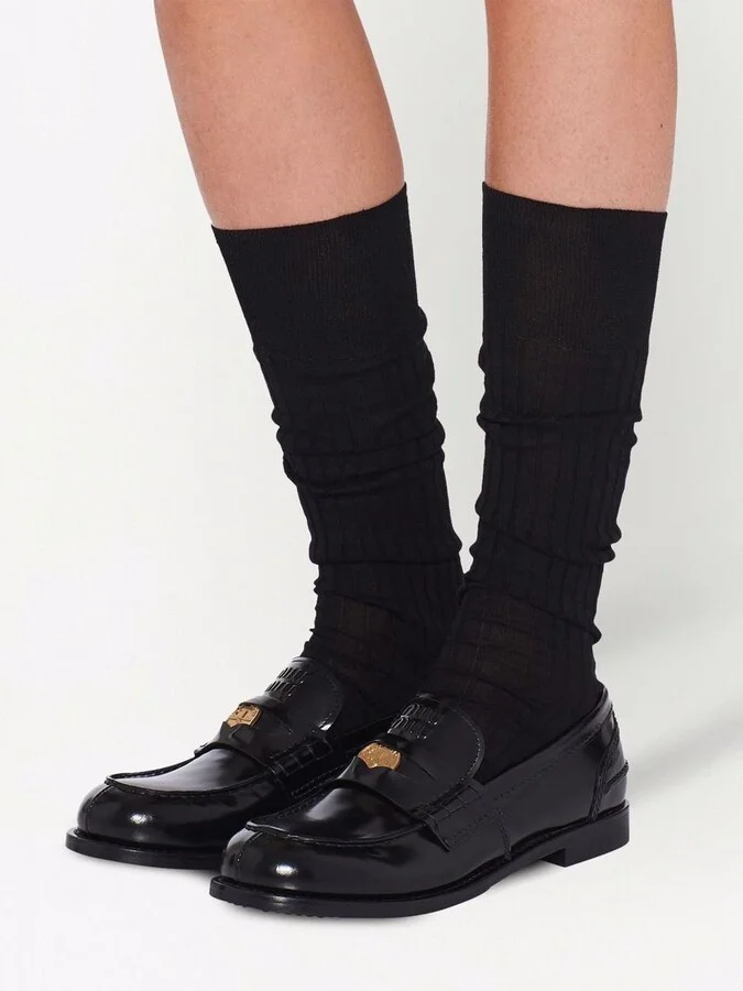 Miu Miu Leather Penny Loafers - Image 2