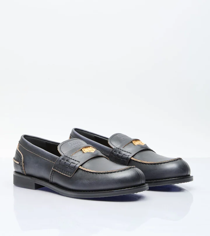 Miu Miu Leather Penny Loafers - Woman Loafers Black Eu - 39 - Image 3