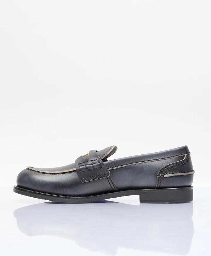 Miu Miu Leather Penny Loafers - Woman Loafers Black Eu - 39 - Image 4