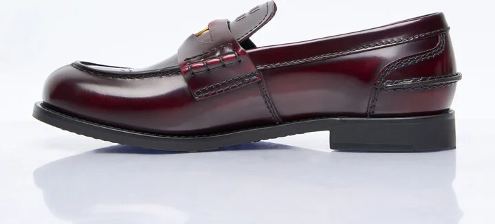 Miu Miu Leather Penny Loafers - Woman Loafers Burgundy Eu - 37 - Image 4