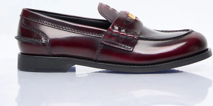 Miu Miu Leather Penny Loafers - Woman Loafers Burgundy Eu - 37