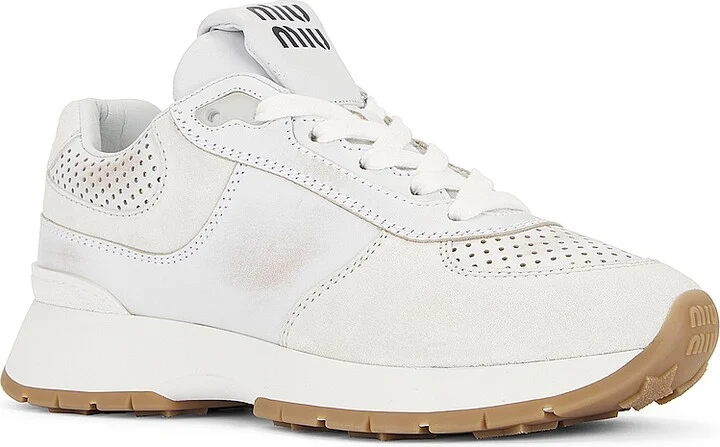 Miu Miu Leather Sneaker in White - Image 2