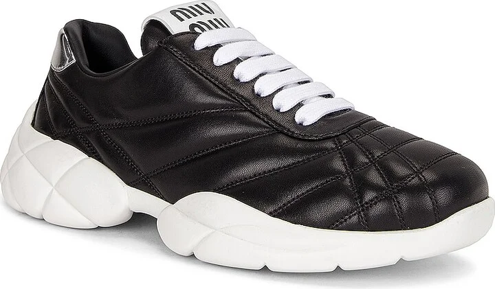 Miu Miu Leather Sneakers in Black - Image 2