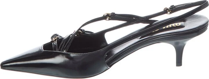 Miu Miu Logo Brushed Leather Slingback Pump - Image 2