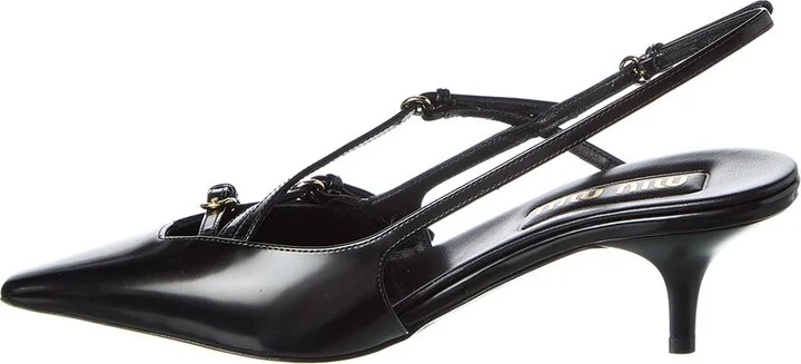 Miu Miu Logo Brushed Leather Slingback Pump - Image 2