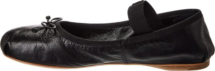 Miu Miu Logo Leather Ballerina Flat - Image 2