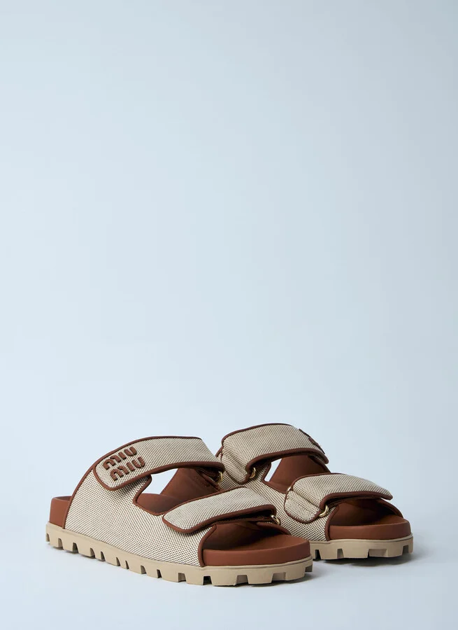 Miu Miu Logo Motif Slides - Woman Sandals Natural Eu - 38 - Image 2