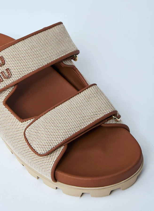 Miu Miu Logo Motif Slides - Woman Sandals Natural Eu - 38 - Image 3