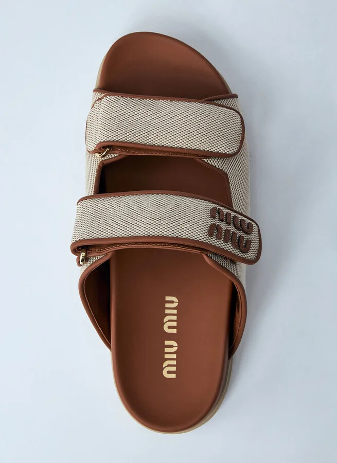 Miu Miu Logo Motif Slides - Woman Sandals Natural Eu - 38 - Image 6