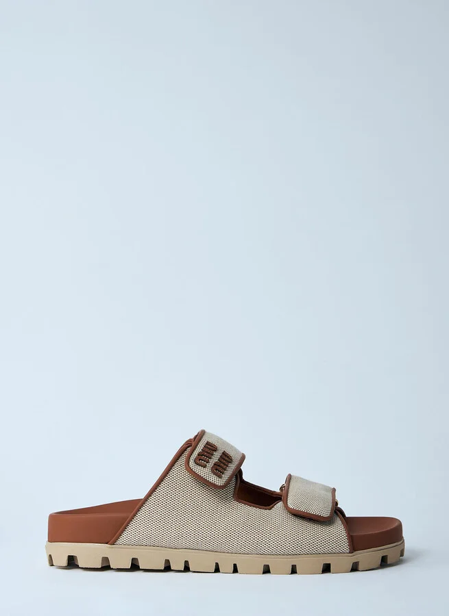 Miu Miu Logo Motif Slides - Woman Sandals Natural Eu - 38