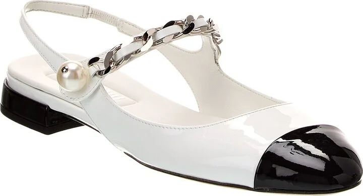 Miu Miu Logo Patent Slingback Flat