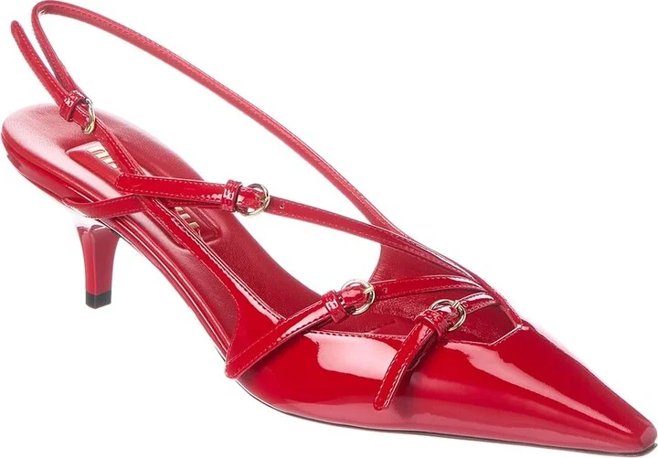 Miu Miu Logo Patent Slingback Pump
