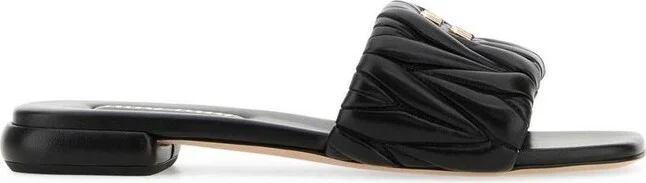 Miu Miu Logo Plaque Matelassé Sandals