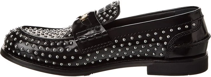 Miu Miu Logo Studded Leather Loafer - Image 2