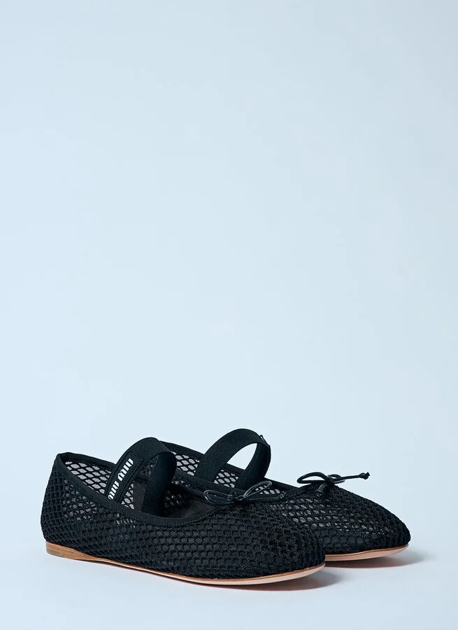Miu Miu Mesh Ballerina Flats - Woman Flats Black Eu - 36 - Image 2