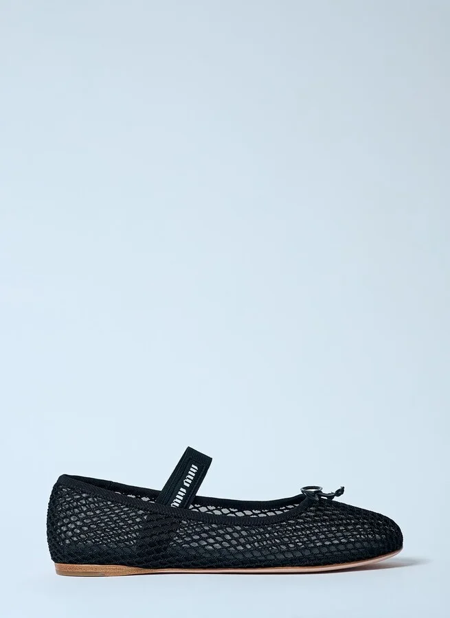 Miu Miu Mesh Ballerina Flats - Woman Flats Black Eu - 36