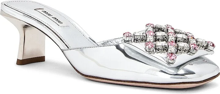 Miu Miu Metallic Sandals in Metallic Silver - Image 2