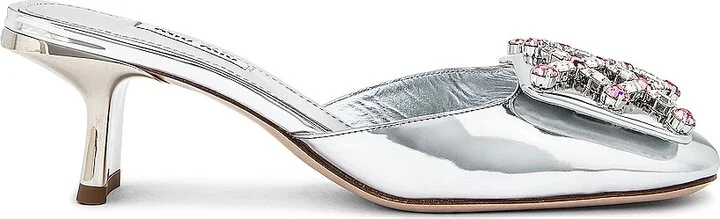 Miu Miu Metallic Sandals in Metallic Silver