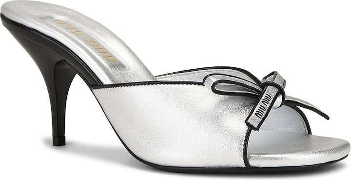 Miu Miu Mule Sandal in Metallic Silver - Image 2