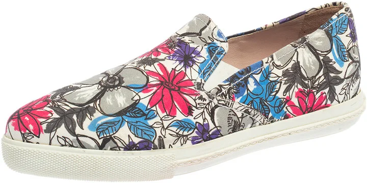 Miu Miu Multicolor Canvas Slip On Flats Size 38