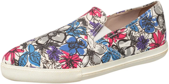 Miu Miu Multicolor Printed Canvas Slip On Sneakers Size 38