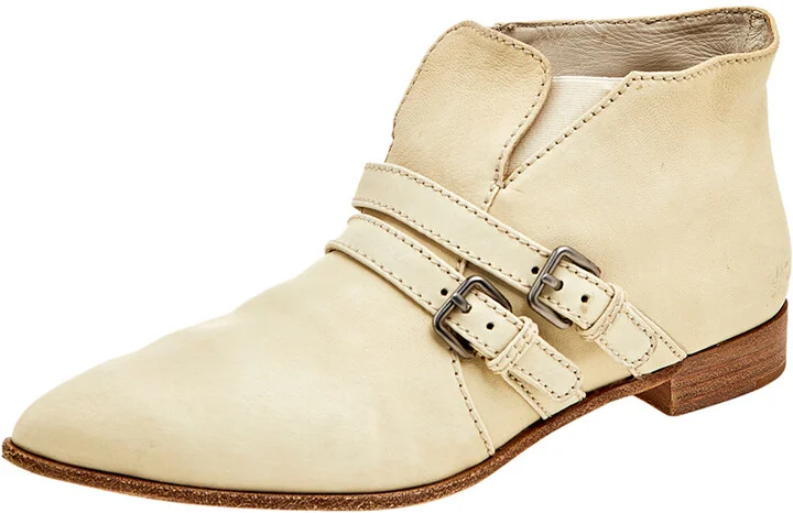 Miu Miu Off White Leather Slip On Ankle Length Boots Size 39