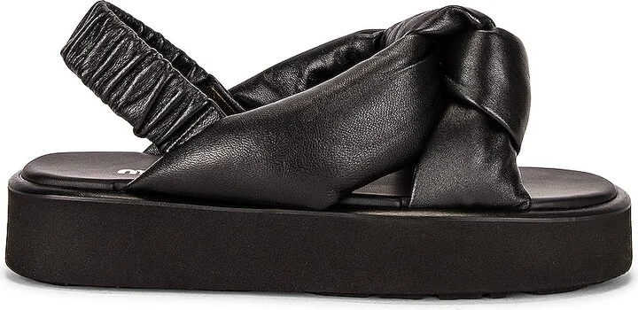 Miu Miu Padded Leather Flatform Sandals in Black
