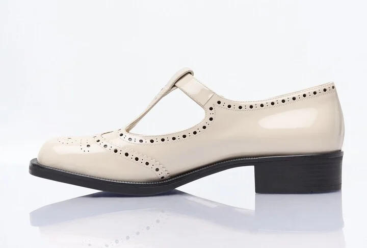 Miu Miu Patent Leather Mary Jane Shoes - Woman Flats Ivory Eu - 40 - Image 4