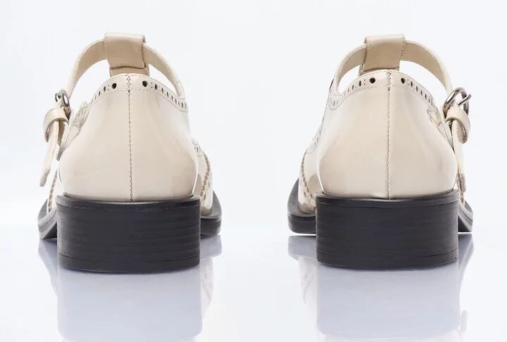 Miu Miu Patent Leather Mary Jane Shoes - Woman Flats Ivory Eu - 40 - Image 5
