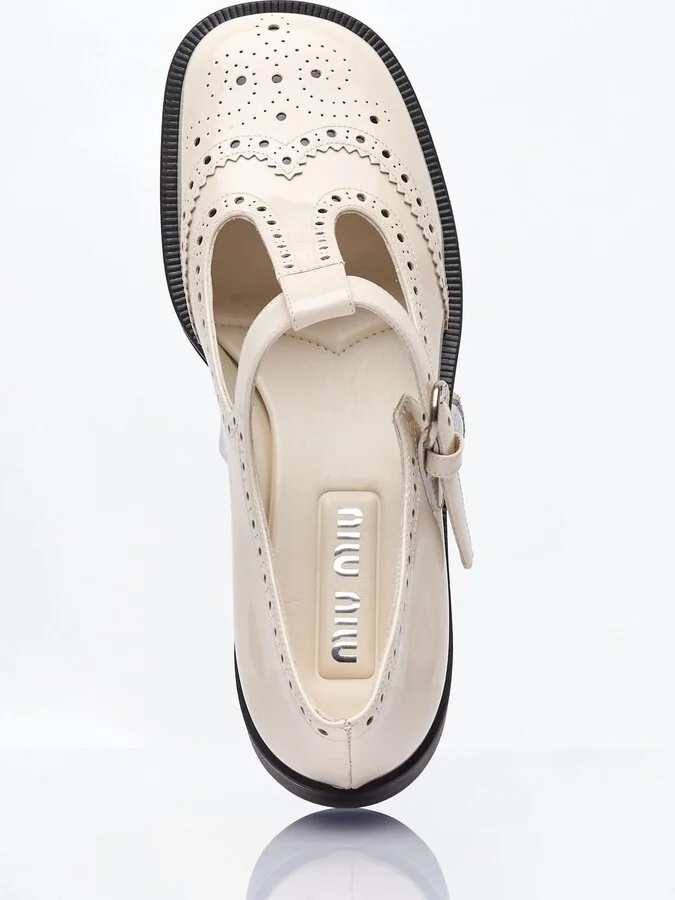 Miu Miu Patent Leather Mary Jane Shoes - Woman Flats Ivory Eu - 40 - Image 7