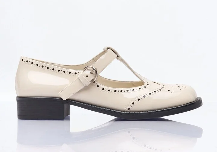 Miu Miu Patent Leather Mary Jane Shoes - Woman Flats Ivory Eu - 40