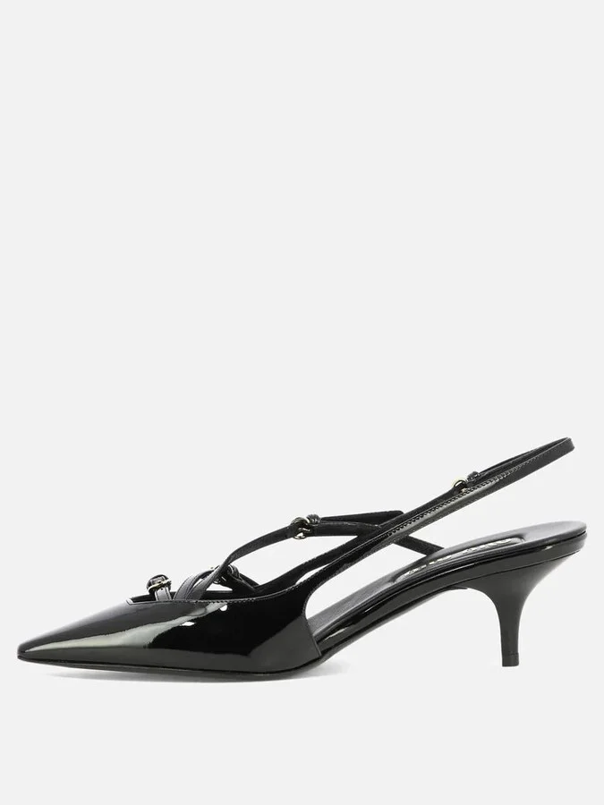 Miu Miu Patent Leather Slingback Pumps With Buckles - Image 3