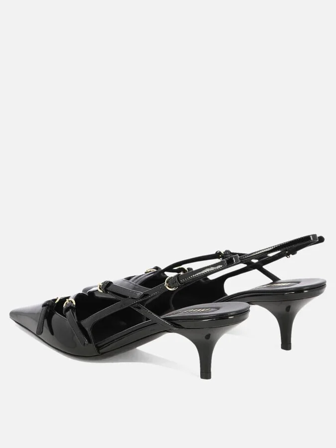 Miu Miu Patent Leather Slingback Pumps With Buckles - Image 5