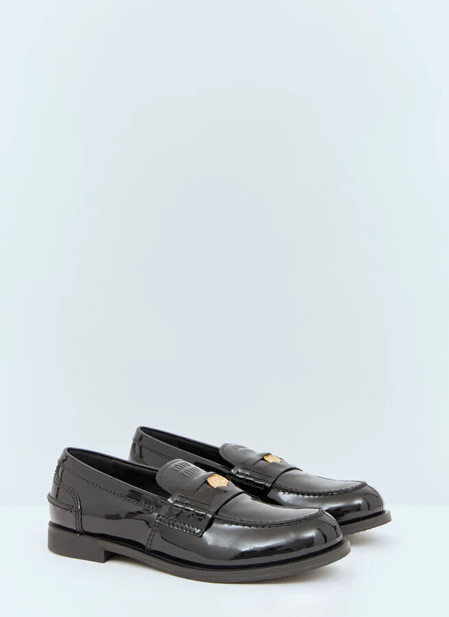 Miu Miu Patent Penny Loafers - Woman Loafers Black Eu - 39.5 - Image 3