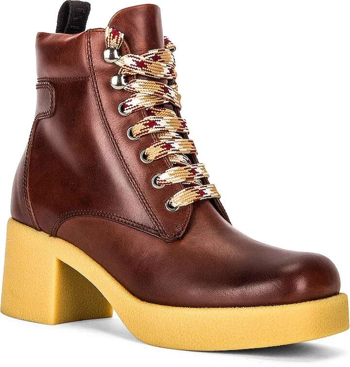 Miu Miu Platform Lace Up Ankle Boots in Brown - Image 2