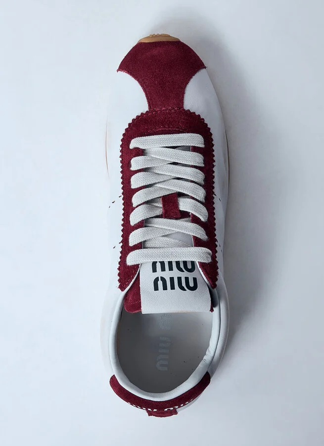 Miu Miu Plume Leather And Suede Sneakers - Woman Sneakers White Eu - 36 - Image 5