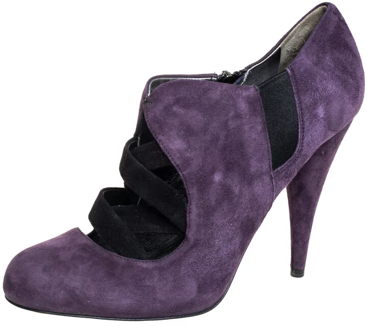 Miu Miu Purple Suede Ankle Booties Size 38.5