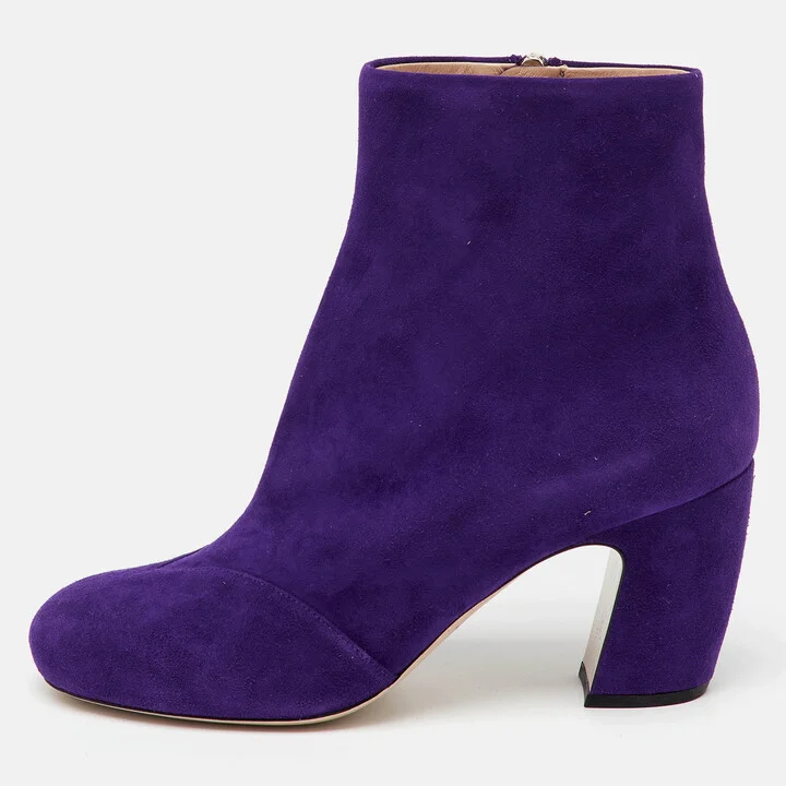 Miu Miu Purple Suede Ankle Length Boots Size 37.5