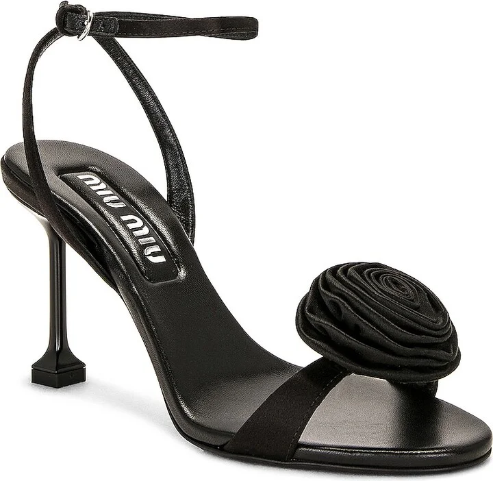 Miu Miu Raso Sandal in Black - Image 2